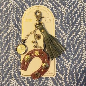 Eye Candy Olive Tassel & Brown Horseshoe Western Theme Keychain Bag Charm